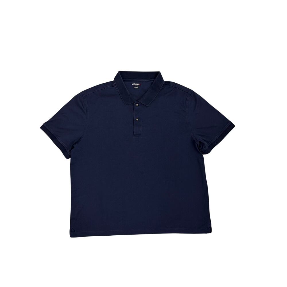 UNTUCKit Wrinkle-Free Damaschino Polo Navy Blue Short Sleeve Shirt XXL